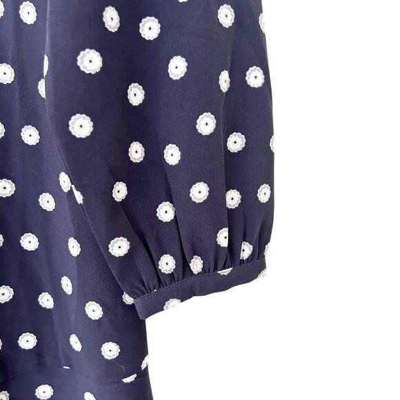 Loft Navy Blue White Polka Dot Long Sleeve Dress Sz 6 - Picture 5 of 8